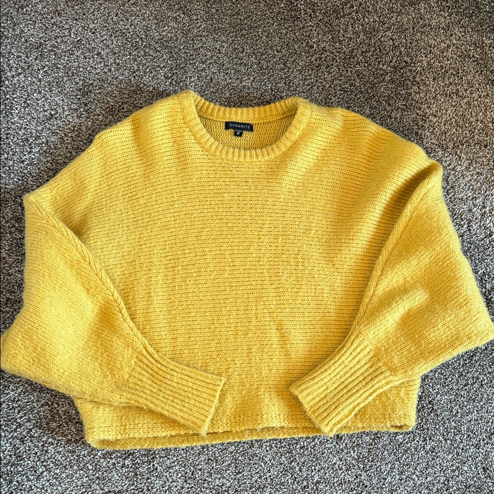 Dynamite Vibrant Yellow Crew Neck Sweater